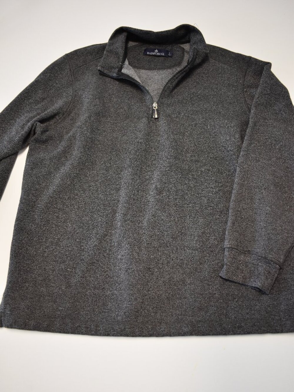 Rainforest Charcoal Gray Quarter Zip Pullover Fleece Sweater Men's Large Outdoor